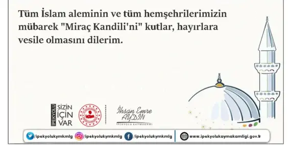 Kaymakam Aydın’ın Miraç Kandili Mesajı