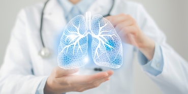 Female,Doctor,Holding,Virtual,Lungs,In,Hand.,Handrawn,Human,Organ,
